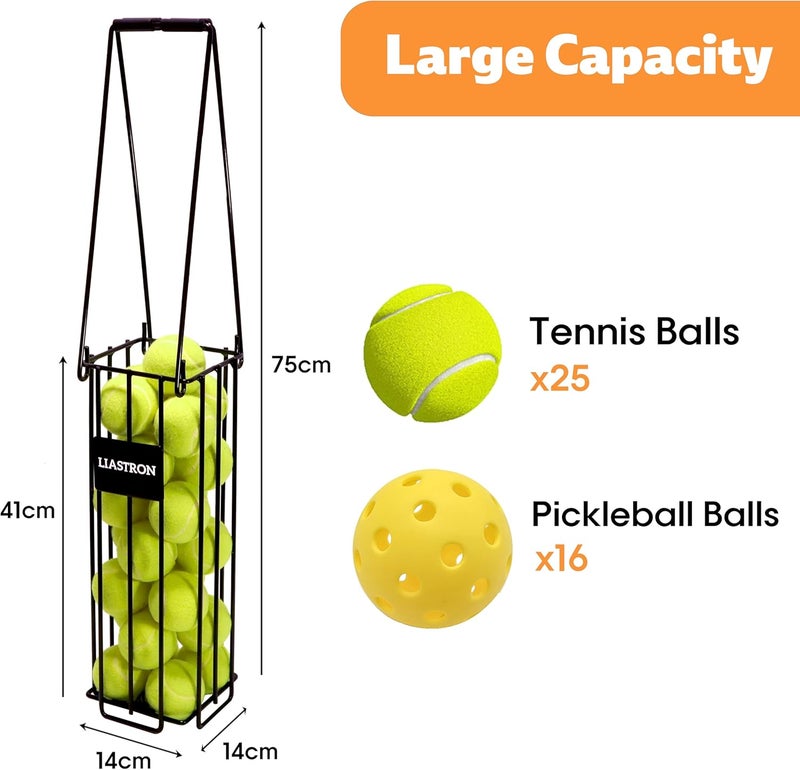 LIASTRON Tennis Ball Hopper Basket Pickleball Picker Upper Pickleball Ball Basket Pickup Hopper Retriever Collector for Balls for Easy Picking Metal Durable Portable Large Capacity Coaches Training - Image 3